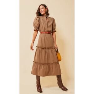 Pomander Place Selena Maxi Dress XXL Brown Old Money Preppy